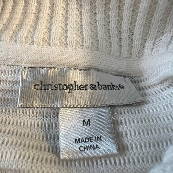 Christopher & Banks Women's Cardigan Sweater Blue White Pink Stripes Size M - Picture 4 of 6